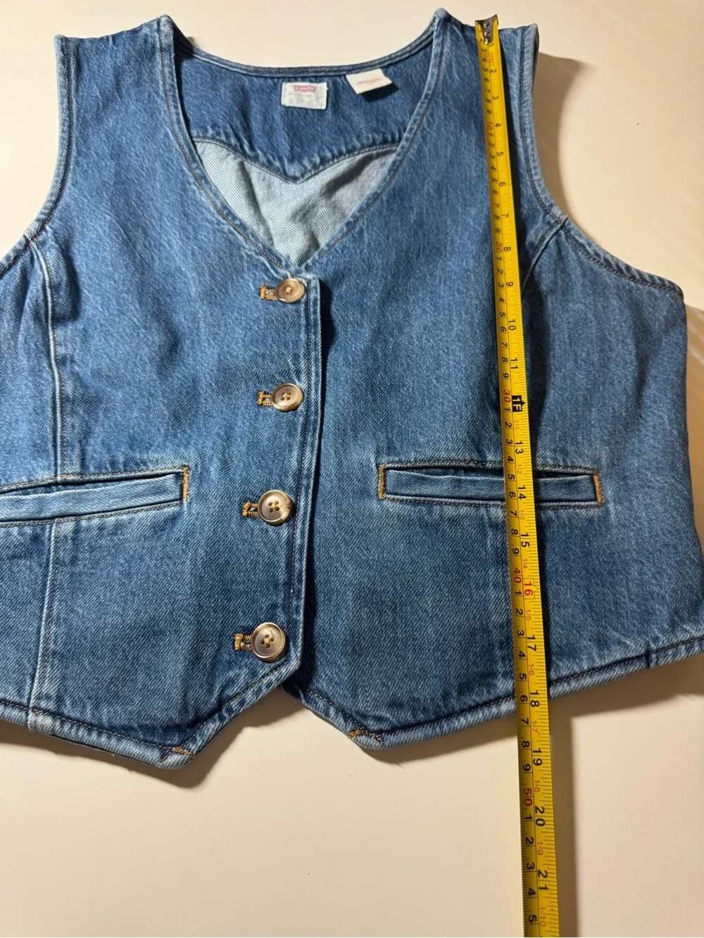 Levi's Denim Vest in Blue - Button-Front Sleeveless Jacket